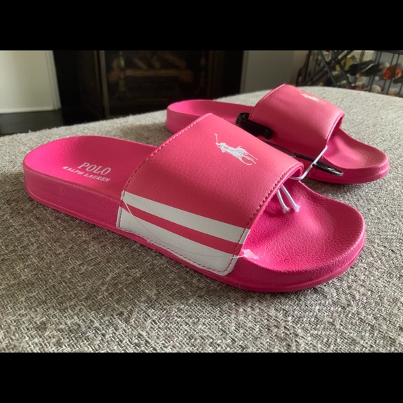 Polo by Ralph Lauren Shoes | Polo Ralph Lauren Pink Pony Logo Slides Girls Sz 2 | Color: Pink | Size: 2bb | Seattlefinds18's Closet